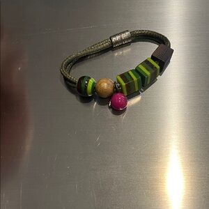 Green and Brown Beaded Bracelet